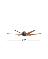 72" Power Hawk Modern Industrial Indoor Outdoor Ceiling Fan with Remote Control Oil Rubbed Bronze Painted Wood Damp Rated for Patio Exterior House Hom