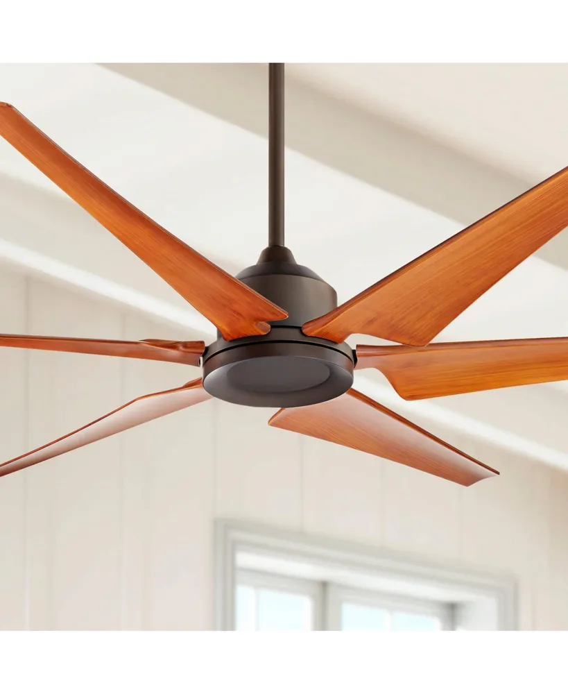 72" Power Hawk Modern Industrial Indoor Outdoor Ceiling Fan with Remote Control Oil Rubbed Bronze Painted Wood Damp Rated for Patio Exterior House Hom