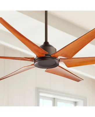 Casa Vieja 72" Power Hawk Modern Industrial Indoor Outdoor Ceiling Fan with Remote Control Oil Rubbed Bronze Painted Wood Damp Rated for Patio Exterio