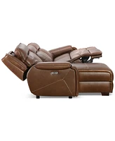 Hansley 3-Pc Zero Gravity Leather Sofa with 2 Power Recliners and Chaise, Created for Macy's