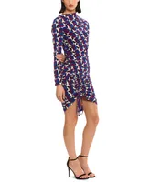 Donna Morgan Women's Side-Ruched Printed Jersey Dress