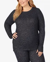 Cuddl Duds Plus Size Long-Sleeve Thumbhole Crewneck Top