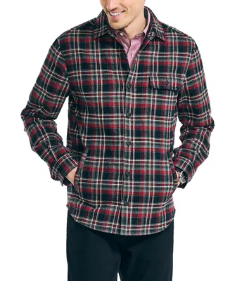 Nautica Men's Cotton Plaid Flannel Quilted Shirt Jacket
