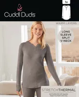 Cuddl Duds Plus Stretch Thermal Henley Top with Thumholes