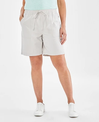 Style & Co Women's Cotton Drawstring Pull-On Shorts, Regular Petite, Created for Macy's