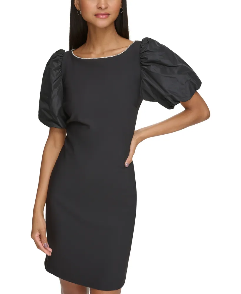 Karl Lagerfeld Paris Women's Puff-Sleeve Compression Dress