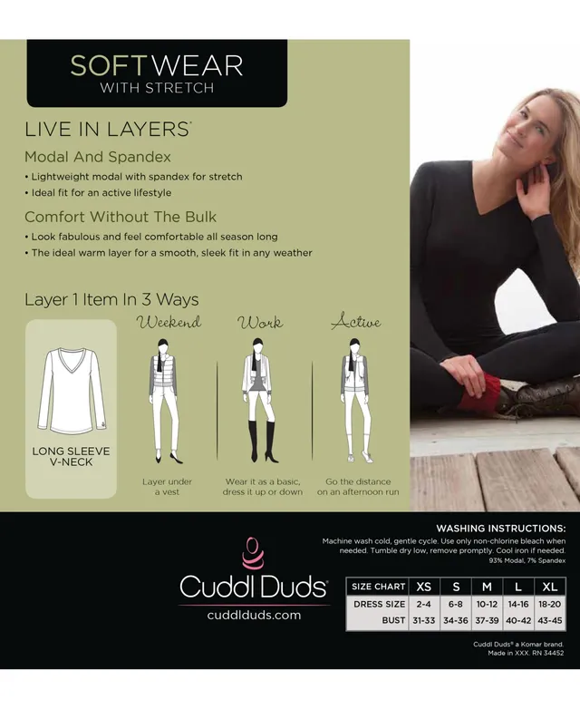 Cuddl Duds Womens Fleecewear Long Sleeve Crew Neck Top