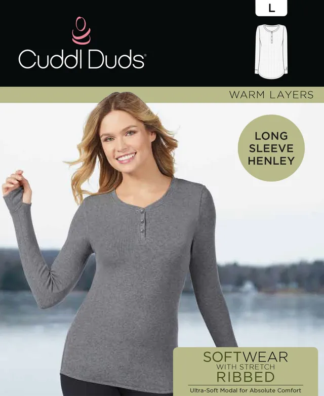 Cuddl Duds Softwear with Stretch Ribbed Henley