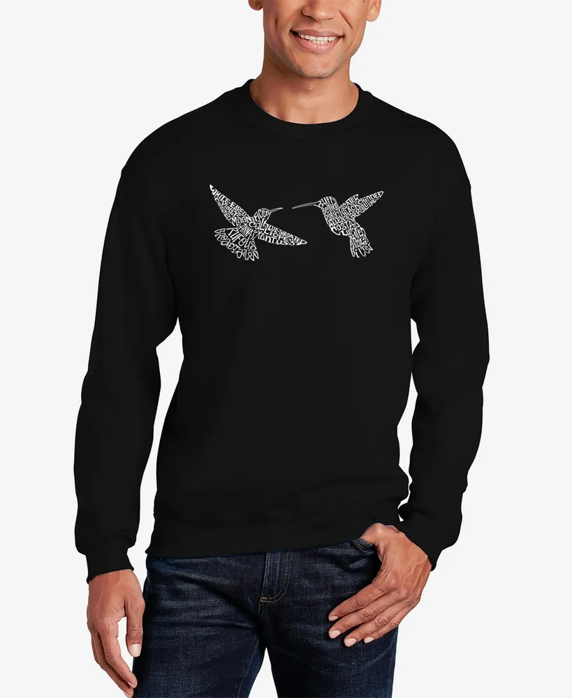 La Pop Art Men's Hummingbirds Word Crewneck Sweatshirt