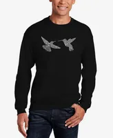 La Pop Art Men's Hummingbirds Word Crewneck Sweatshirt