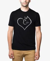 La Pop Art Men's Cat Heart Premium Blend Word T-shirt