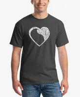 La Pop Art Men's Dog Heart Printed Word T-shirt