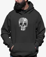 La Pop Art Men's Rock N Roll Skull Word Hooded Sweatshirt