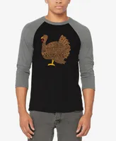 La Pop Art Men's Thanksgiving Raglan Baseball Word T-shirt