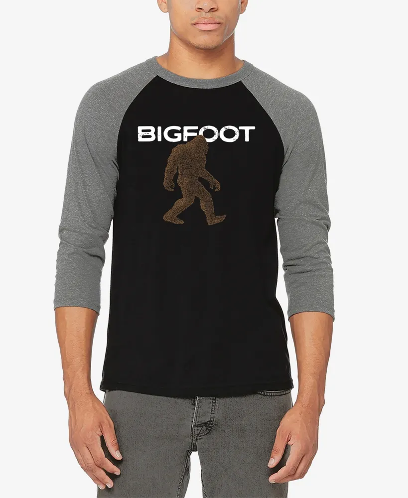 La Pop Art Men's Bigfoot Raglan Baseball Word T-shirt