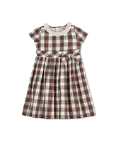 Hope & Henry Little Girls Short Sleeve Ruffle Collar Party Dress with Bow