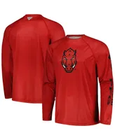 Men's Columbia Cardinal Arkansas Razorbacks Pfg Terminal Tackle Omni-Shade Raglan Long Sleeve T-shirt