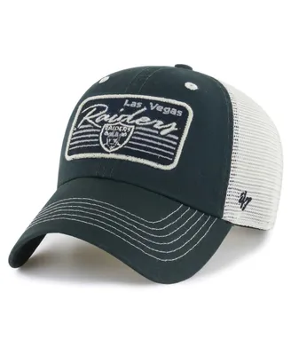 Men's '47 Brand Black, Natural Las Vegas Raiders Five Point Trucker Clean Up Adjustable Hat