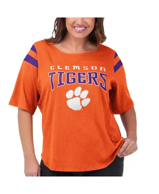 Women's G-iii 4Her by Carl Banks Orange Clemson Tigers Plus Linebacker Half-Sleeve T-shirt