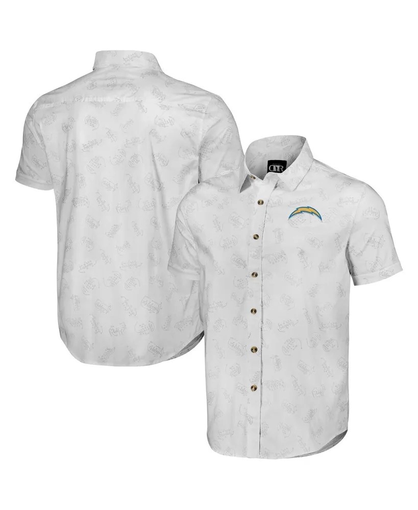 Men's Nfl x Darius Rucker Collection by Fanatics White Los Angeles Chargers Woven Short Sleeve Button Up Shirt