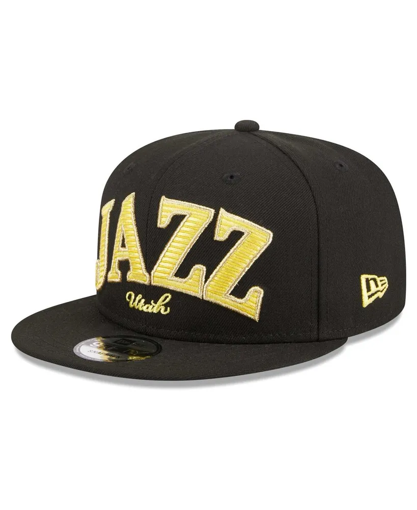 Men's New Era Black Utah Jazz Golden Tall Text 9FIFTY Snapback Hat