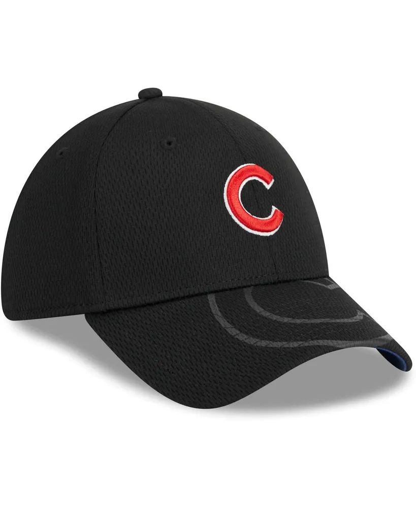 Men's New Era Black Chicago Cubs Top Visor 39THIRTY Flex Hat