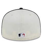 Men's New Era Cream, Navy Boston Red Sox Chrome Sutash 59FIFTY Fitted Hat