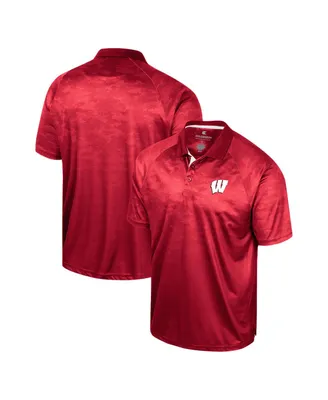Men's Colosseum Red Wisconsin Badgers Honeycomb Raglan Polo Shirt