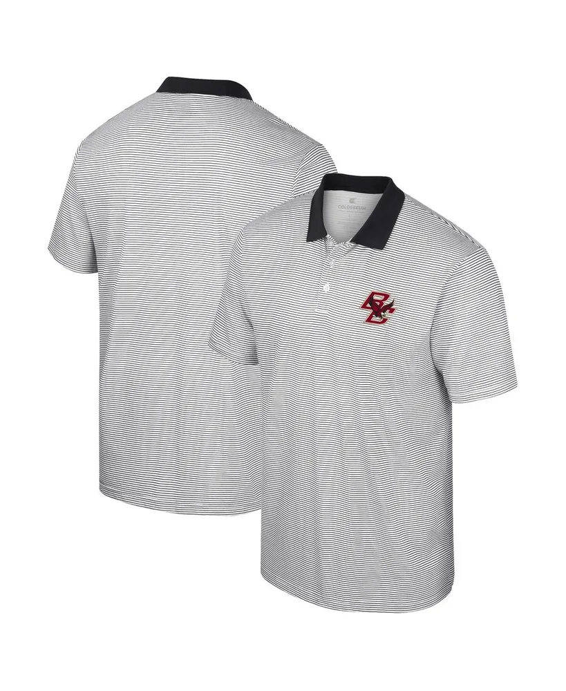 Men's Colosseum White Boston College Eagles Print Stripe Polo Shirt