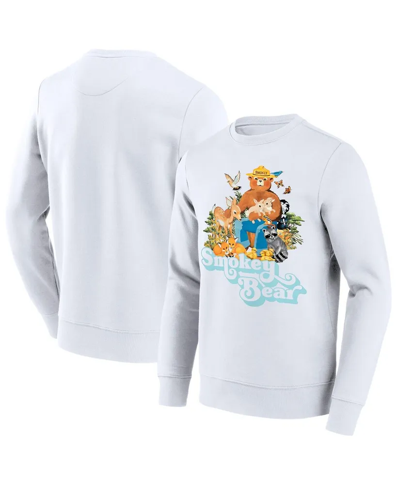 Philcos Men's White Smokey the Bear Retro Fade Pullover Sweatshirt