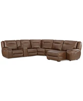 Closeout! Hansley 6-Pc. Zero Gravity Leather Sectional with 2 Power Recliners and Chaise, Created for Macy's