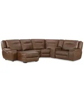 Hansley 5-Pc. Zero Gravity Leather Sectional with Power Recliner and Chaise, Created for Macy's