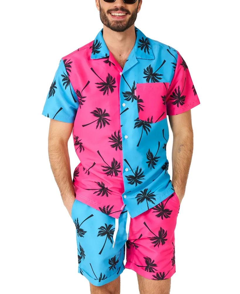 OppoSuits Men's Short-Sleeve Parallel Palm Graphic Shirt & Shorts Set