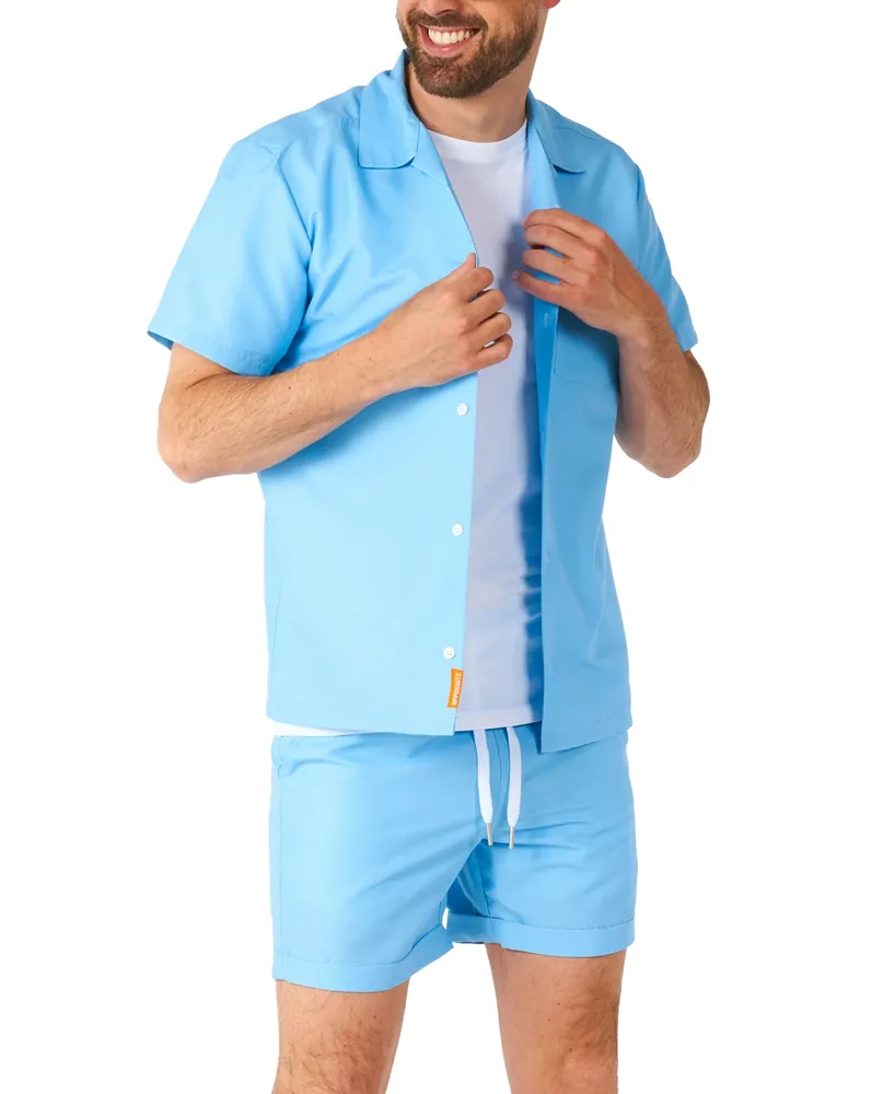 OppoSuits Men's Short-Sleeve Cool Blue Shirt & Shorts Set