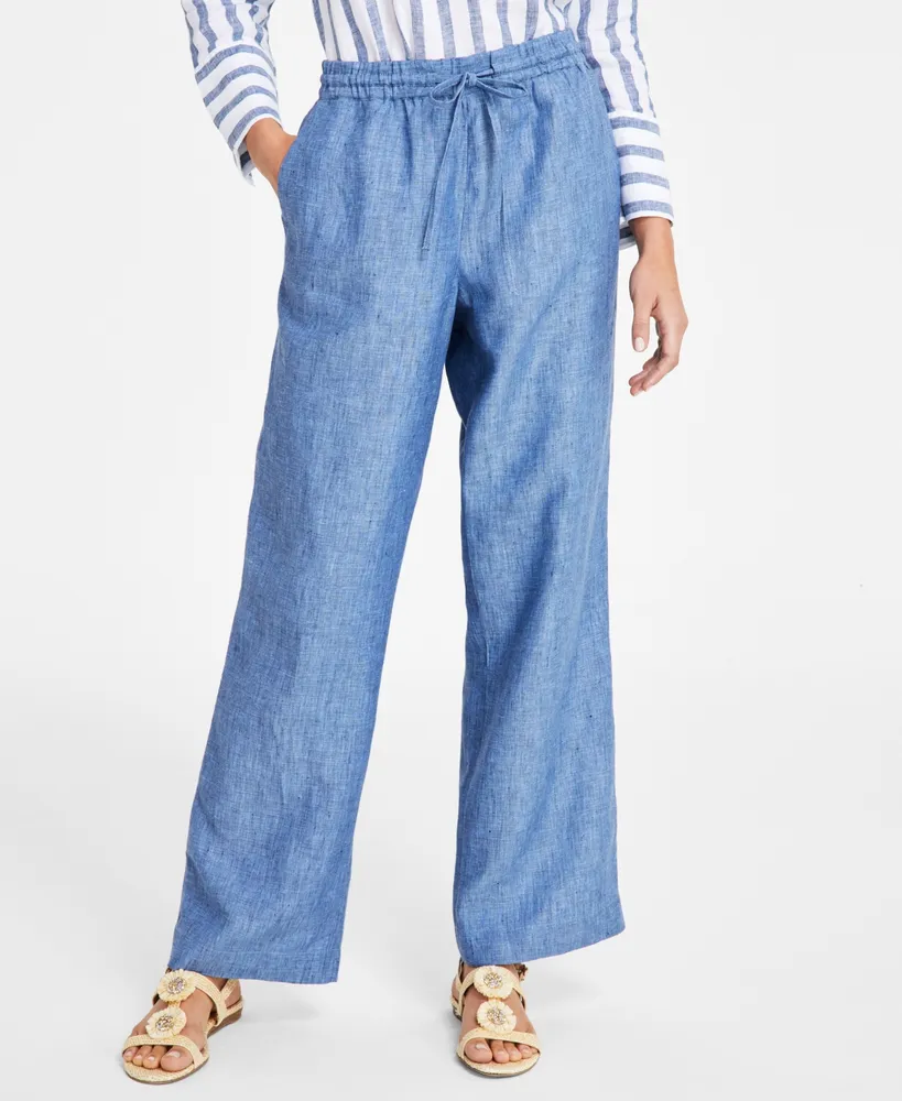 Charter Club Women's 100% Linen Drawstring Pants, Created for Macy's