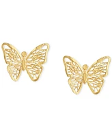 Filigree Openwork Butterfly Stud Earrings in 10k Gold