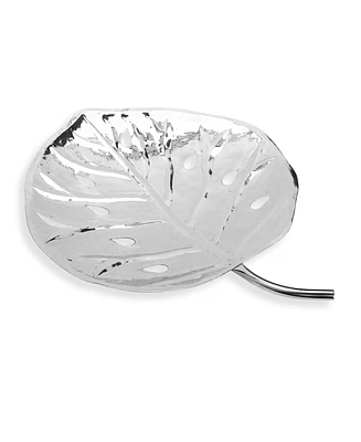 Classic Touch Stainless Steel Leaf Dish, 16" L