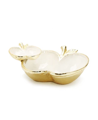 Two Apple Dish with Gold-Tone