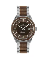 Jacques Lemans Men's Eco Power Watch with Solid Stainless Steel / Wood Inlay Strap 1-2116