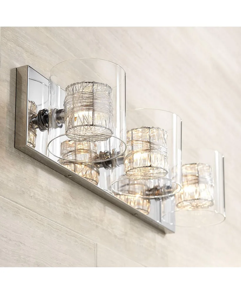 Possini Euro Design Wrapped Wire Modern Wall Light Polished Chrome Silver  Metal Hardwired 22 Wide 3