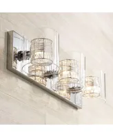 Possini Euro Design Wrapped Wire Modern Wall Light Polished Chrome Silver Metal Hardwired 22" Wide 3