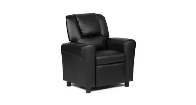 Children Pu Leather Recliner Chair with Front Footrest