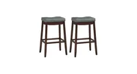 29" Set of 2 Nailhead Saddle Bar Stools