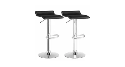 Set of 2 Modern Design Adjustable Pu Leather Backless Bar Stools