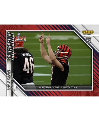 Evan McPherson Cincinnati Bengals Parallel Panini America Instant Super Bowl Lvi McPherson Ties Nfl Playoff Record Single Rookie Trading Card