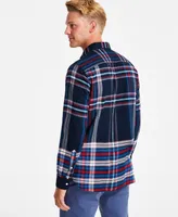 Tommy Hilfiger Men's Gradient Check Regular-Fit Long-Sleeve Button-Down Shirt