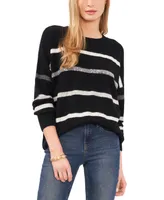 Vince Camuto Women's Crewneck Sequin-Stripe Sweater