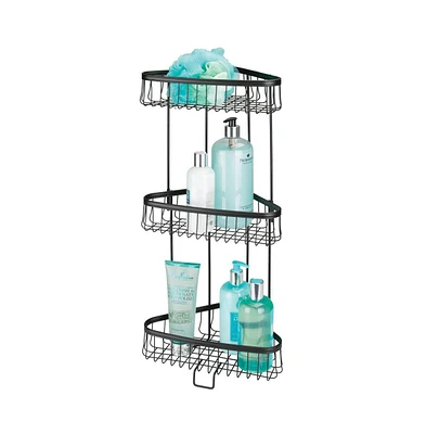 mDesign Metal 3-Tier Freestanding Bathroom Storage Rack - Matte Black