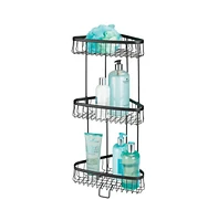 mDesign Metal 3-Tier Freestanding Bathroom Storage Rack - Matte Black