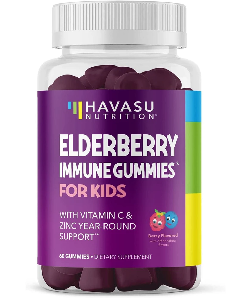 Havasu Nutrition Elderberry Gummies for Kids, Immune System Supplement, Havasu Nutrition, 60ct